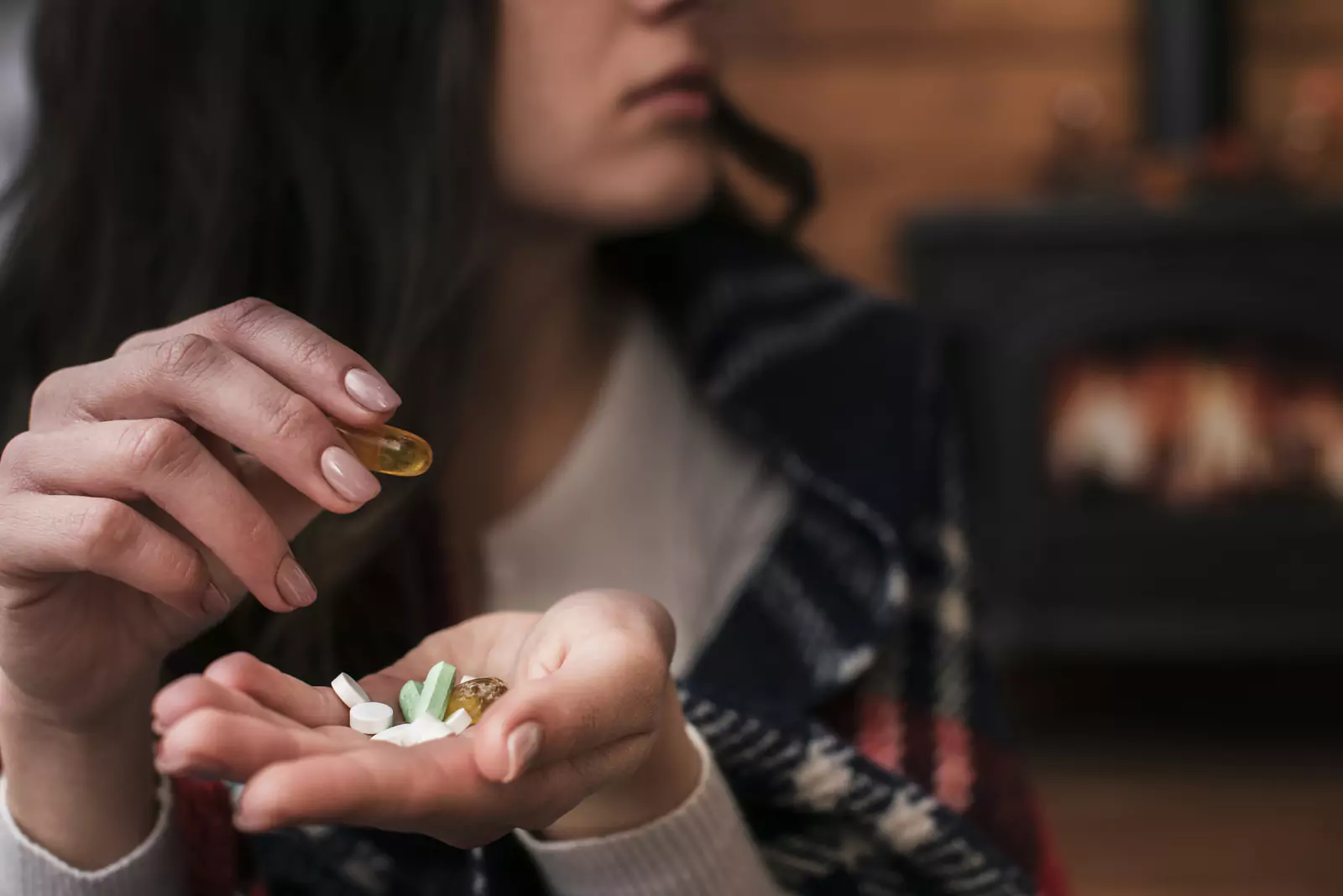 Woman Holding Medicine Her Hand